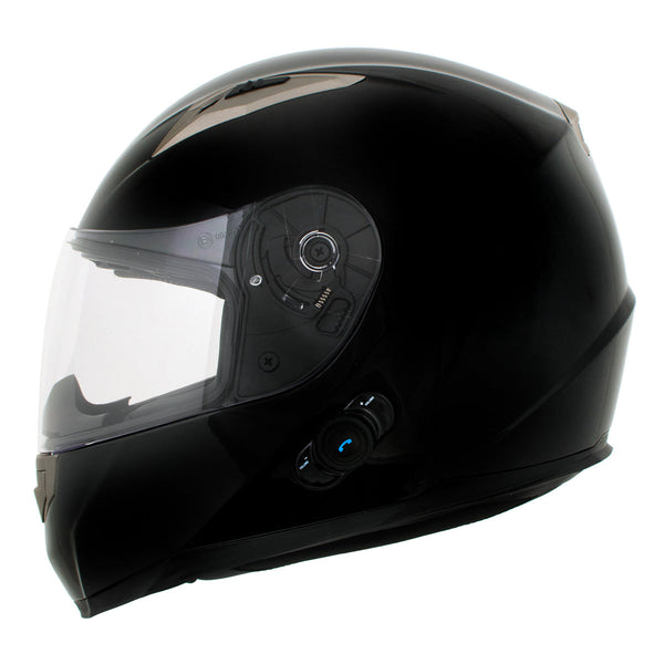 Milwaukee Helmets H510 Gloss Black Chit-Chat Full Face Wireless Motorcycle Helmet-Stream Music-Phone Calls