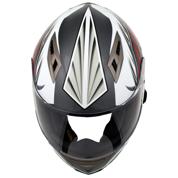 Milwaukee Helmets H520 Titanium and Red Chit-Chat Full Face Wireless Motorcycle Helmet-Stream Music-Phone Calls