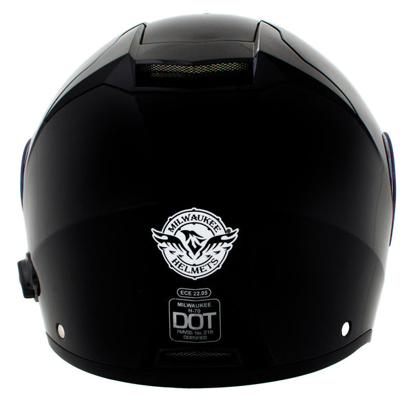 Milwaukee Helmets H7000 Glossy Black Mayday Modular Full Face Wireless Motorcycle Helmet-Stream Music-Phone Calls