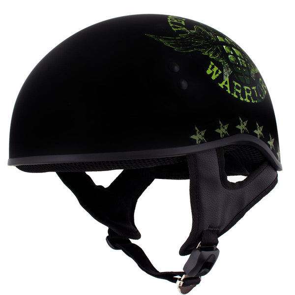 Hot Leathers HLD1025 Vet Biker Warrior Flat Black Motorcycle DOT Skull Cap Half Helmet Biker