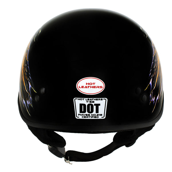 Hot Leathers HLD1028 USA Eagle Flat Black Motorcycle DOT Approved Skull Cap Half Helmet Biker