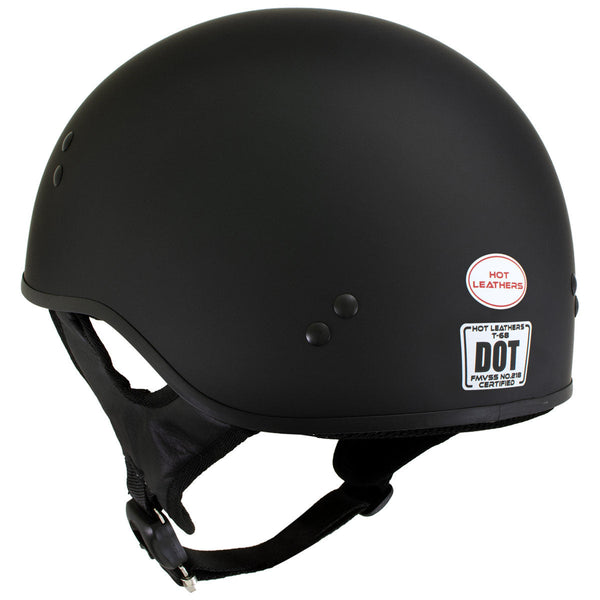 Hot Leathers Flat Matte Black Motorcycle Skull Cap Half Helmet DOT Approved HLD1001