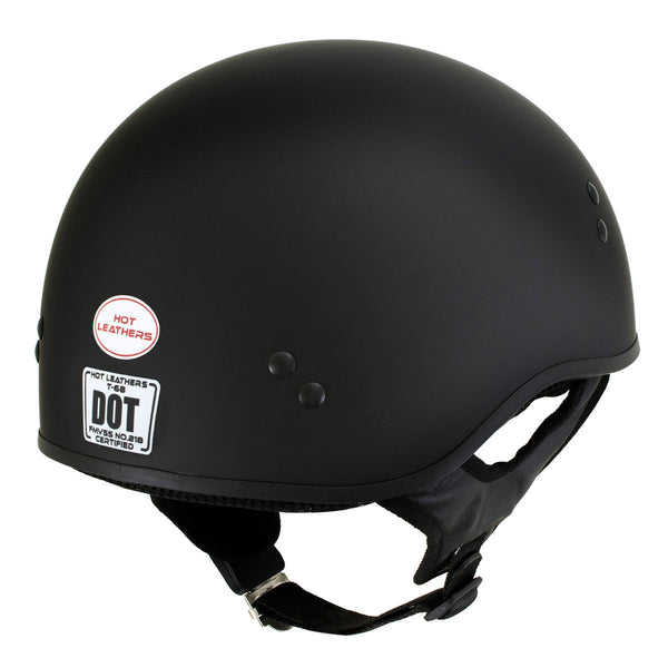 Hot Leathers Flat Matte Black Motorcycle Skull Cap Half Helmet DOT Approved HLD1001
