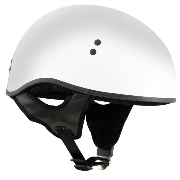 Hot Leathers HLT68 The O.G. Glossy White Motorcycle Skull Cap Half DOT Approved Helmet