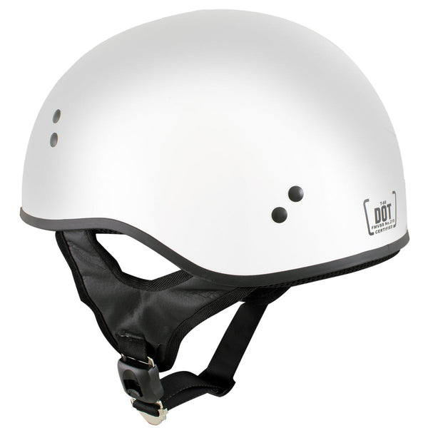 Hot Leathers HLT68 The O.G. Glossy White Motorcycle Skull Cap Half DOT Approved Helmet