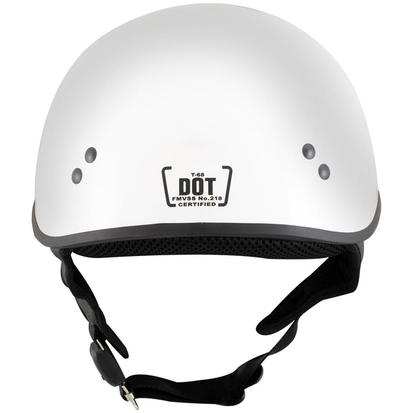 Hot Leathers HLT68 The O.G. Glossy White Motorcycle Skull Cap Half DOT Approved Helmet