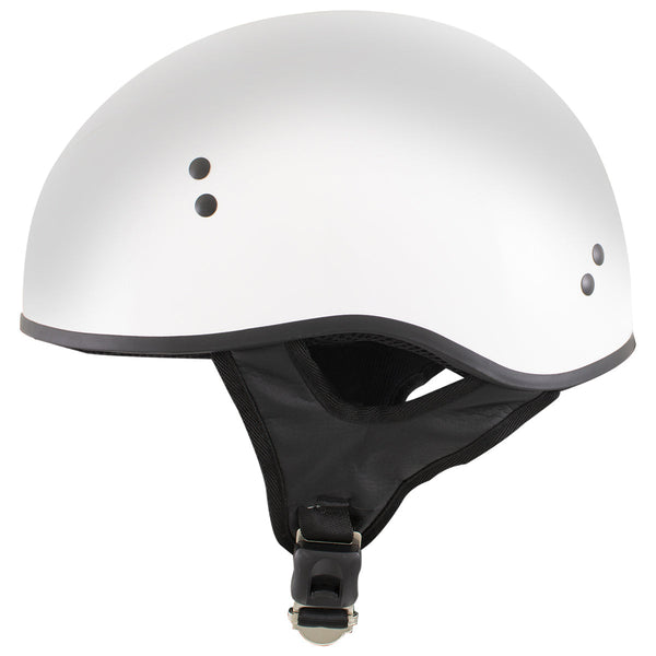 Hot Leathers HLT68 The O.G. Glossy White Motorcycle Skull Cap Half DOT Approved Helmet