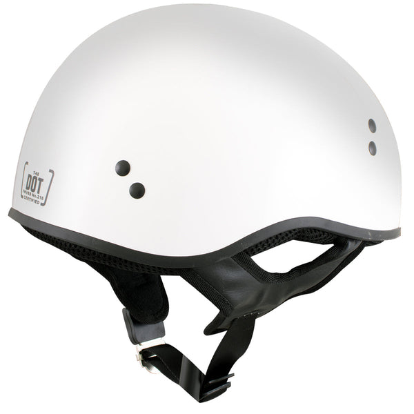 Hot Leathers HLT68 The O.G. Glossy White Motorcycle Skull Cap Half DOT Approved Helmet