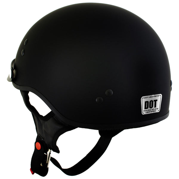 Hot Leathers HLT70 Stealth Flat Matte Black Motorcycle DOT Skull Cap Classic Half Helmet