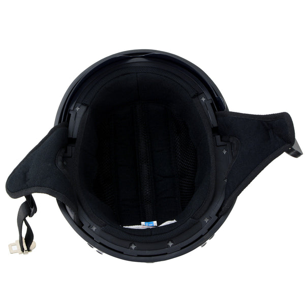 Hot Leathers T72 Black Widow Gloss Black Motorcycle Half Helmet Biker w/ Drop Down Visor