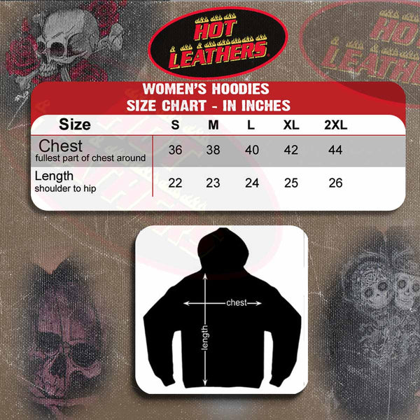 Hot Leathers GLZ4525 Ladies Skull Roses Dark Gray Hooded Sweatshirt