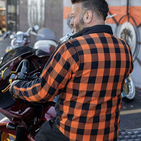Milwaukee Leather Men’s Splitline Molten 2-Tone CE Armored Protective Flannel - Kevlar® Reinforced - MPM1672