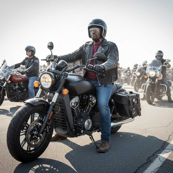 Milwaukee Leather SH629ZB Black Zip-Off PVC Motorcycle Throw Over Saddlebags with Rivets