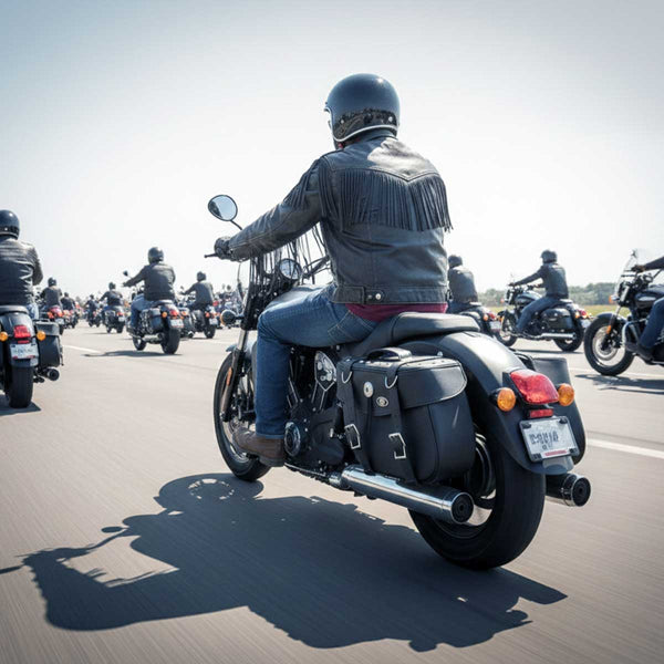 Milwaukee Leather SH629ZB Black Zip-Off PVC Motorcycle Throw Over Saddlebags with Rivets
