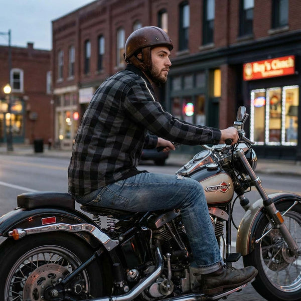 Milwaukee Leather Men’s Splitline Phantom 2-Tone CE Armored Protective Flannel - Kevlar® Reinforced - MPM1670
