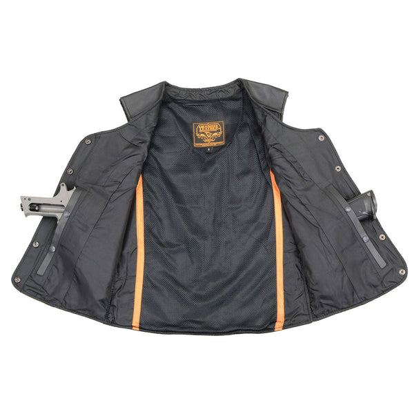 Milwaukee Leather LKL4701 Women's Black Premium Leather Motorcycle Rider Vest w/ Classic 4-Snap Closure