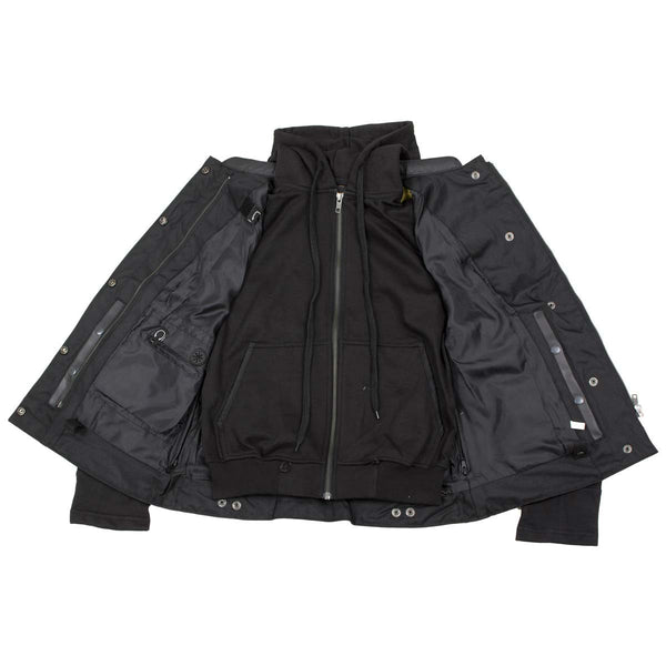 Milwaukee Leather Women's Tara Black Leather Motorcycle Rider 2-in-1 Convertible Hoodie Jacket Vest - LKL4712