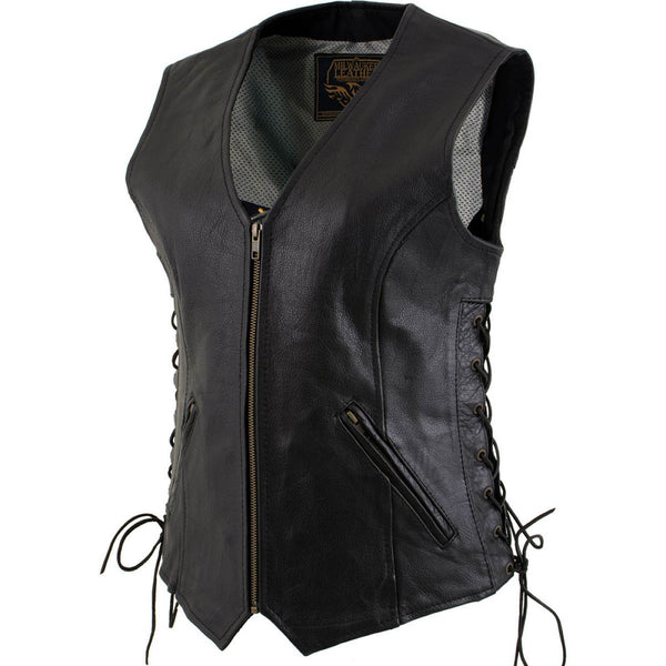 Milwaukee Leather Women's Mistress Black Side Lace Leather Motorcycle Vest - LKL4714