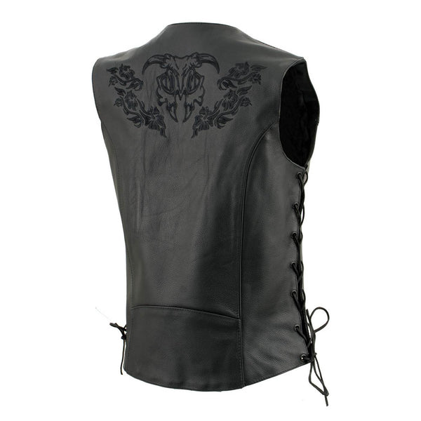 Milwaukee Leather Women's Gemma Black Leather Motorcycle Vest with Side Laces - LKL4716