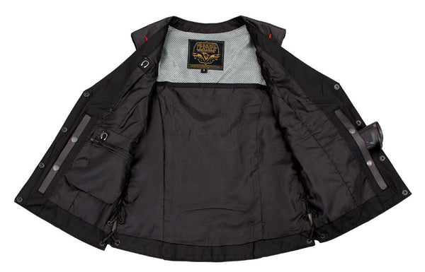 Milwaukee Leather Women's Gemma Black/Red Leather Motorcycle Vest with Side Laces - LKL4718