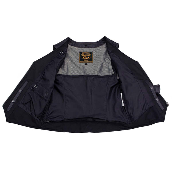 Milwaukee Leather Women's 'Bling' Black Leather V-Neck Motorcycle Rider Vest with Rhinestone Detail - LK4721