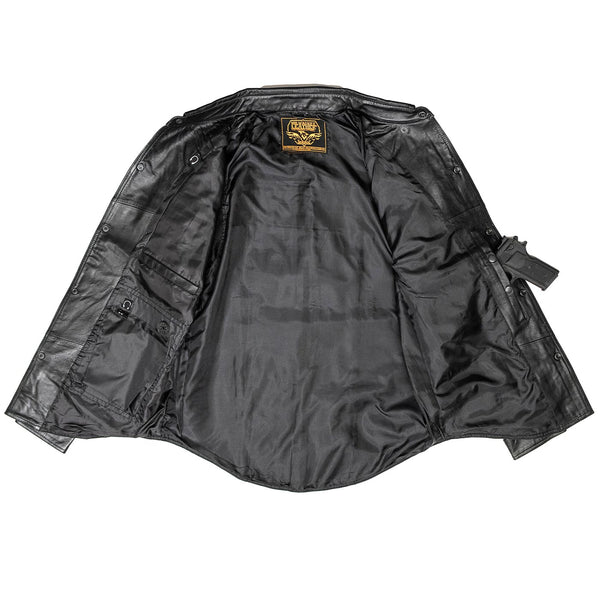 Milwaukee Leather LKM1601 Men's Black Lightweight Snap Front Casual Biker Leather Shirt