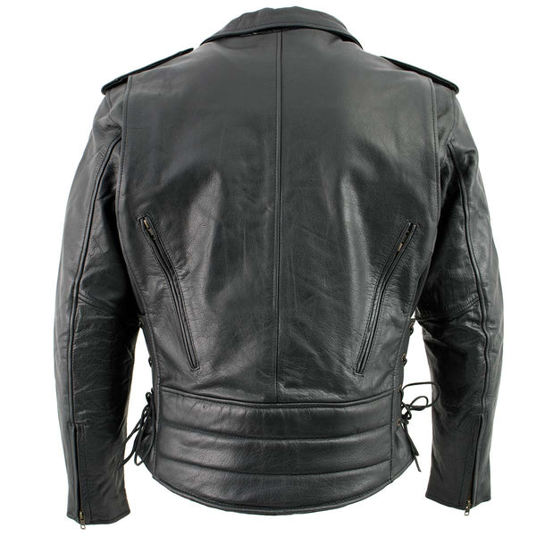 Milwaukee Leather LKM17004 Men's Classic Premium Black Vented Motorcycle Leather Biker Riders Jacket