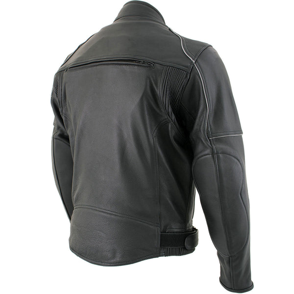 Milwaukee Leather LKM17013 Men's Premium Black Advanced Leather Motorcycle Jacket w/ CE Armor Protection