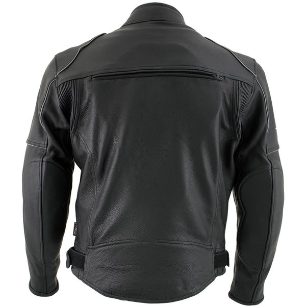 Milwaukee Leather LKM17013 Men's Premium Black Advanced Leather Motorcycle Jacket w/ CE Armor Protection