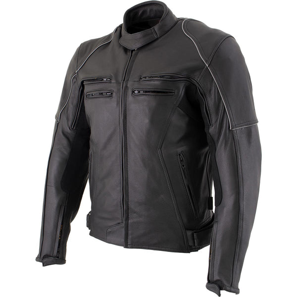 Milwaukee Leather LKM17013 Men's Premium Black Advanced Leather Motorcycle Jacket w/ CE Armor Protection
