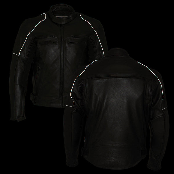 Milwaukee Leather LKM17013 Men's Premium Black Advanced Leather Motorcycle Jacket w/ CE Armor Protection