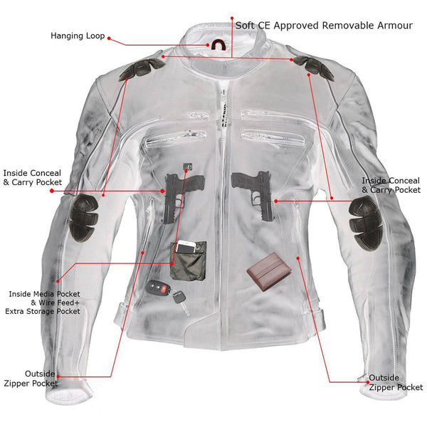 Milwaukee Leather LKM17013 Men's Premium Black Advanced Leather Motorcycle Jacket w/ CE Armor Protection