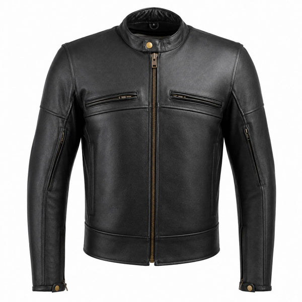 Milwaukee Leather Men's 'The Racer' Premium Black Leather Vented Racer Style Motorcycle Biker Jacket w/ CE Armor - LKM17015