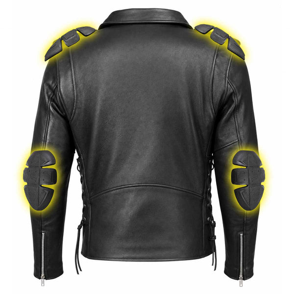 Milwaukee Leather LKM1701 Men's Classic Side Laced Black Motorcycle Premium Leather Jacket with CE Armor Protection