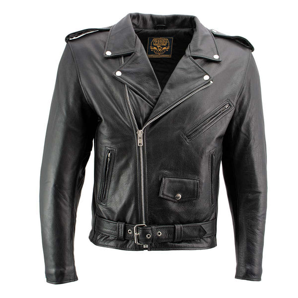 Milwaukee Leather Men's Classic Armored Black Leather Motorcycle Jacket w/ CE Armor - LKM17020