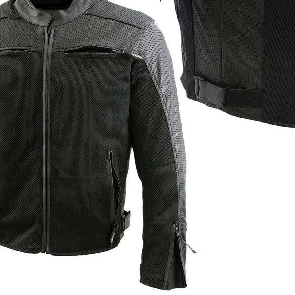 Milwaukee Leather Men's Chaos Black Leather Motorcycle Jacket w/ CE Armor, Reflective Panels, Vents - LKM17022