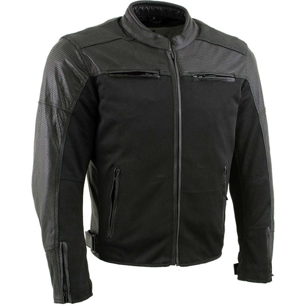 Milwaukee Leather Men's Chaos Black Leather Motorcycle Jacket w/ CE Armor, Reflective Panels, Vents - LKM17022