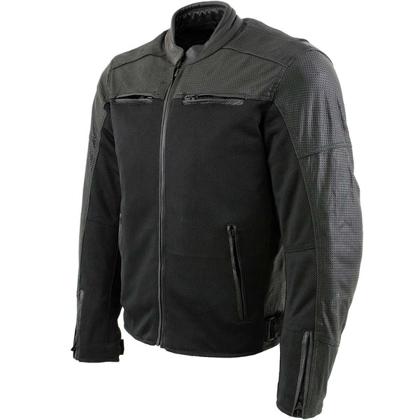 Milwaukee Leather Men's Chaos Black Leather Motorcycle Jacket w/ CE Armor, Reflective Panels, Vents - LKM17022