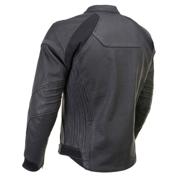 Milwaukee Leather Men's Endo Black Leather Motorcycle Jacket w/ CE Armor, Reflective Panels, Vents - LKM17023