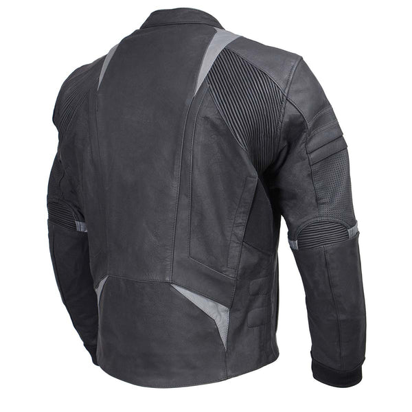 Milwaukee Leather Men's Stryde Black and Grey Matte Finish Racer Leather Motorcycle Jacket - LKM17024
