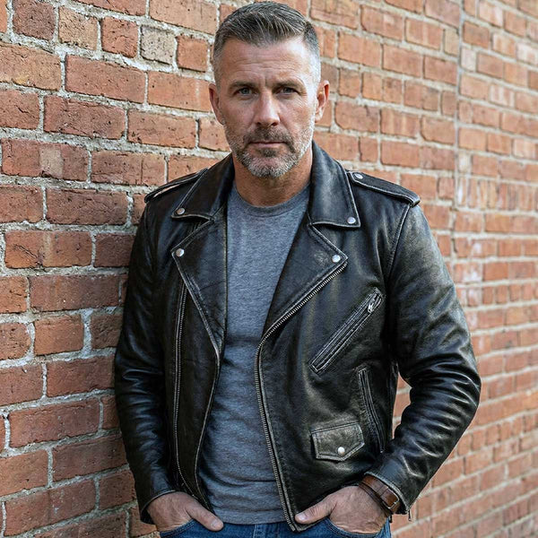 Milwaukee Leather Men's Live to Ride Classic Black Premium Leather CE Armored Motorcycle Jacket - Side Lace - LKM1706