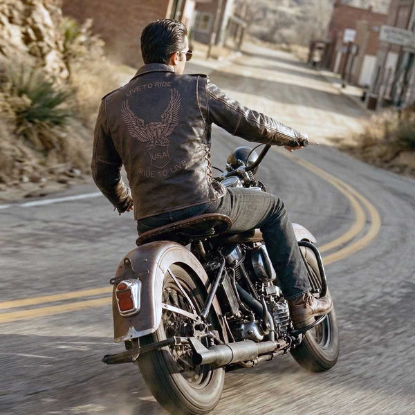 Milwaukee Leather Men's Live to Ride Classic Retro Brown Premium Leather CE Armored Motorcycle Jacket - Side Lace - LKM1707
