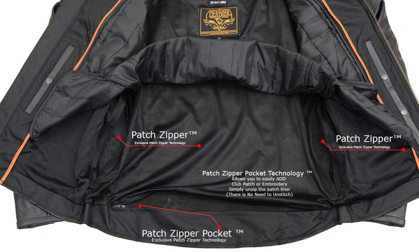 Milwaukee Leather Men's Black Leather Sporty Crossover Scooter Motorcycle Jacket w/ Reflective Piping - LKM1725