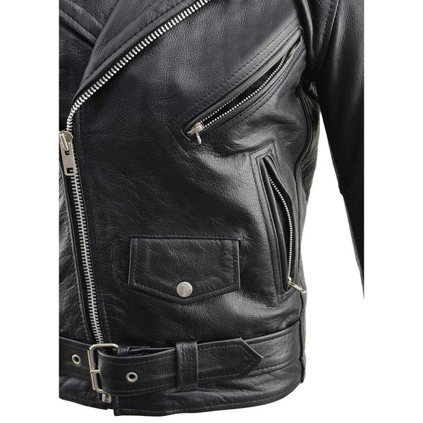 Milwaukee Leather Men's The Legend Classic Brando Black Premium Leather Motorcycle Jacket - LKM1781