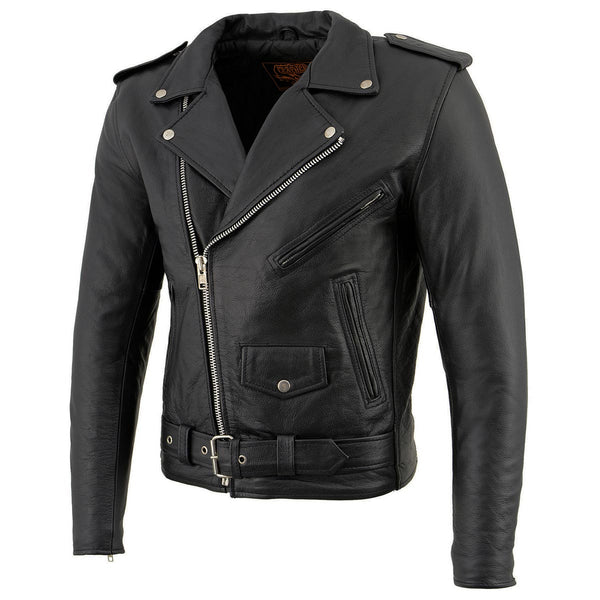 Milwaukee Leather Men's The Legend Classic Brando Black Premium Leather Motorcycle Jacket - LKM1781