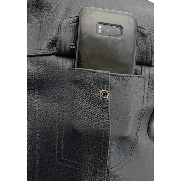Milwaukee Leather LKM3713 Men's Black Leather Club Style Motorcycle Rider Vest w/ Dual Closure
