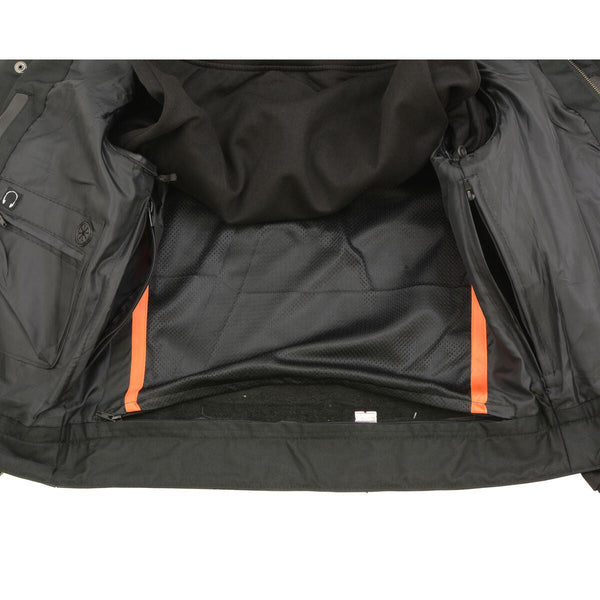 Milwaukee Leather LKM3714 Men's Black Club Style '2 in 1' Zipper Leather Vest with Removable Full Sleeve Hoodie