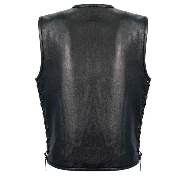 Milwaukee Leather LKM3741 Men's Black ‘Seamless Design’ Leather Vest with Side Laces