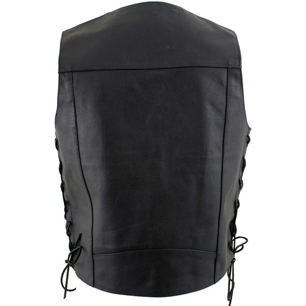 Milwaukee Leather Men's Classic ‘Side Laced Black Western Style Motorcycle Vest - LKM3776