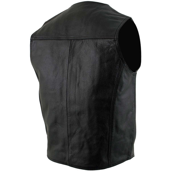 Milwaukee Leather Men's Black Classic Western Style Motorcycle Leather Rider Vest - LKM3778
